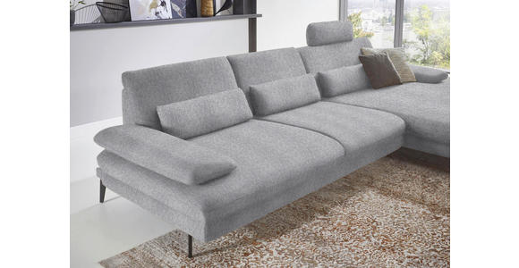 ECKSOFA in Chenille Hellgrau  - Hellgrau/Schwarz, Design, Textil/Metall (310/180cm) - Dieter Knoll