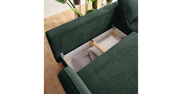 ECKSOFA in Struktur Dunkelgrün  - Dunkelgrün/Schwarz, KONVENTIONELL, Holz/Textil (247/170cm) - Carryhome