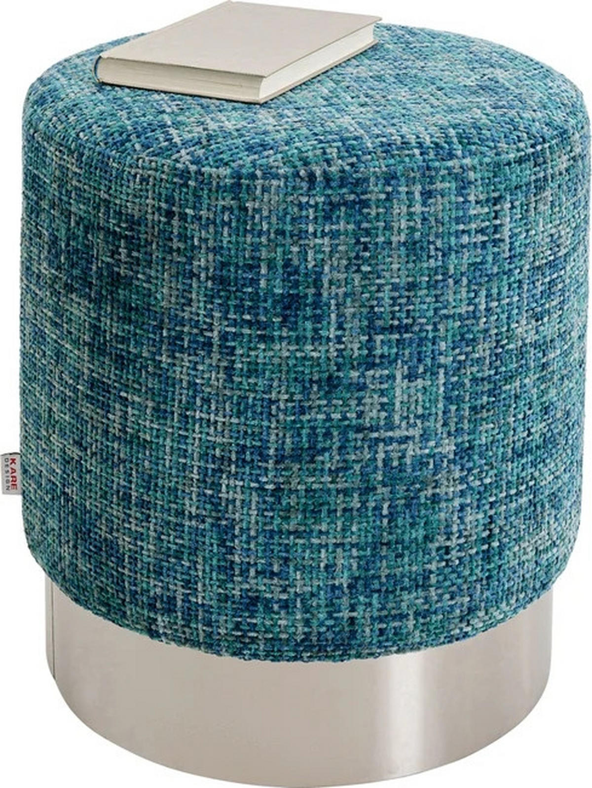 HOCKER in Textil Silberfarben, Hellblau  - Silberfarben/Hellblau, KONVENTIONELL, Textil/Metall (39/47/39cm) - Kare-Design