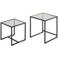 BEISTELLTISCHSET quadratisch Grau, Schwarz  - Schwarz/Grau, Design, Glas/Metall (40-45/40-45/40-50cm) - Carryhome