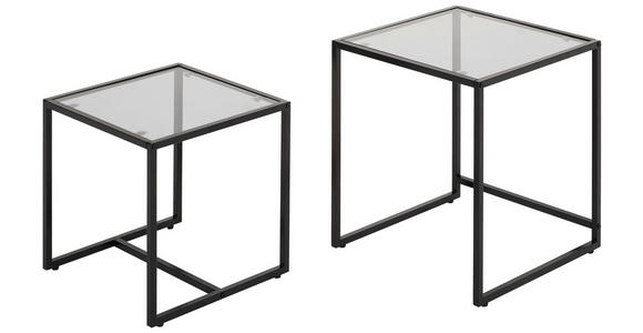 BEISTELLTISCHSET quadratisch Grau, Schwarz  - Schwarz/Grau, Design, Glas/Metall (40-45/40-45/40-50cm) - Carryhome