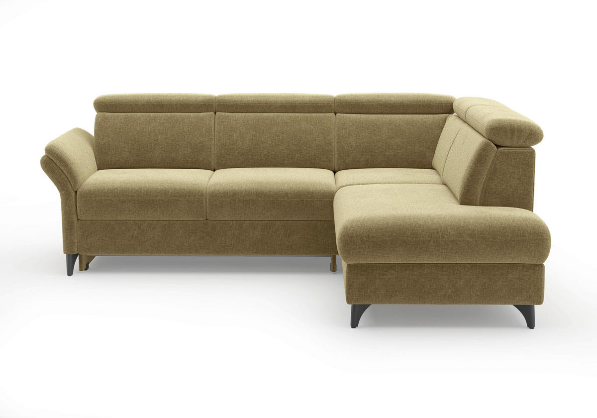 ECKSOFA Flachgewebe Olivgrün  - Schwarz/Olivgrün, Konventionell, Textil/Metall (247/193cm) - Sit & More