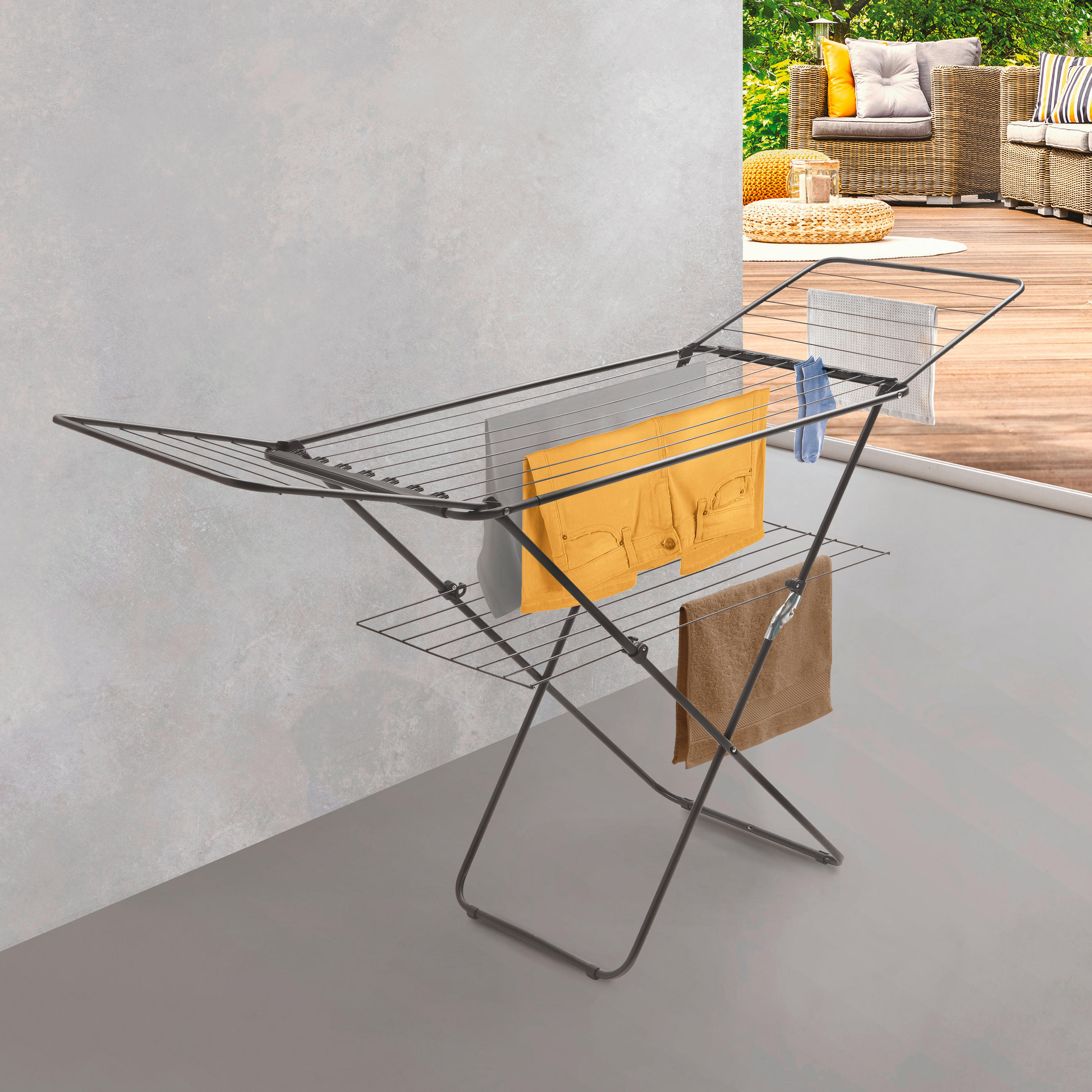 WÄSCHETROCKNER Panarea Onyx  - Schwarz, Basics, Metall (180/100/55cm) - Metaltex