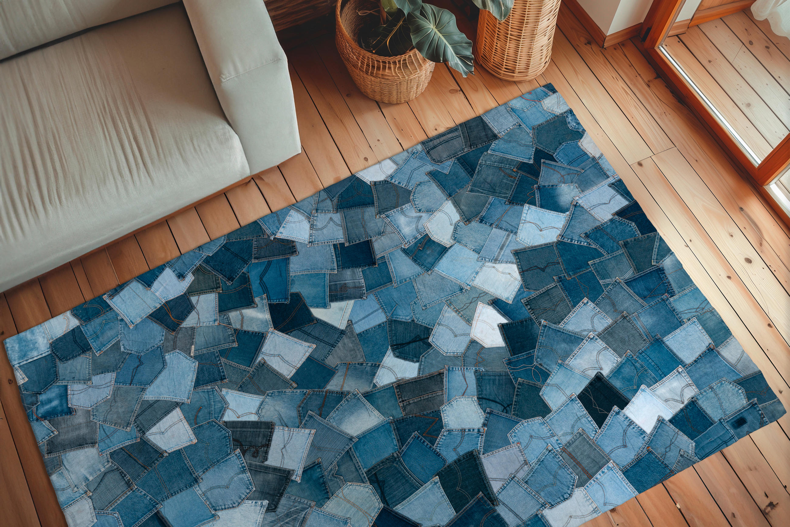 FLACHWEBETEPPICH 80/150 cm My Denim Pocke Blau  - Blau, Basics, Textil (80/150cm) - Obsession