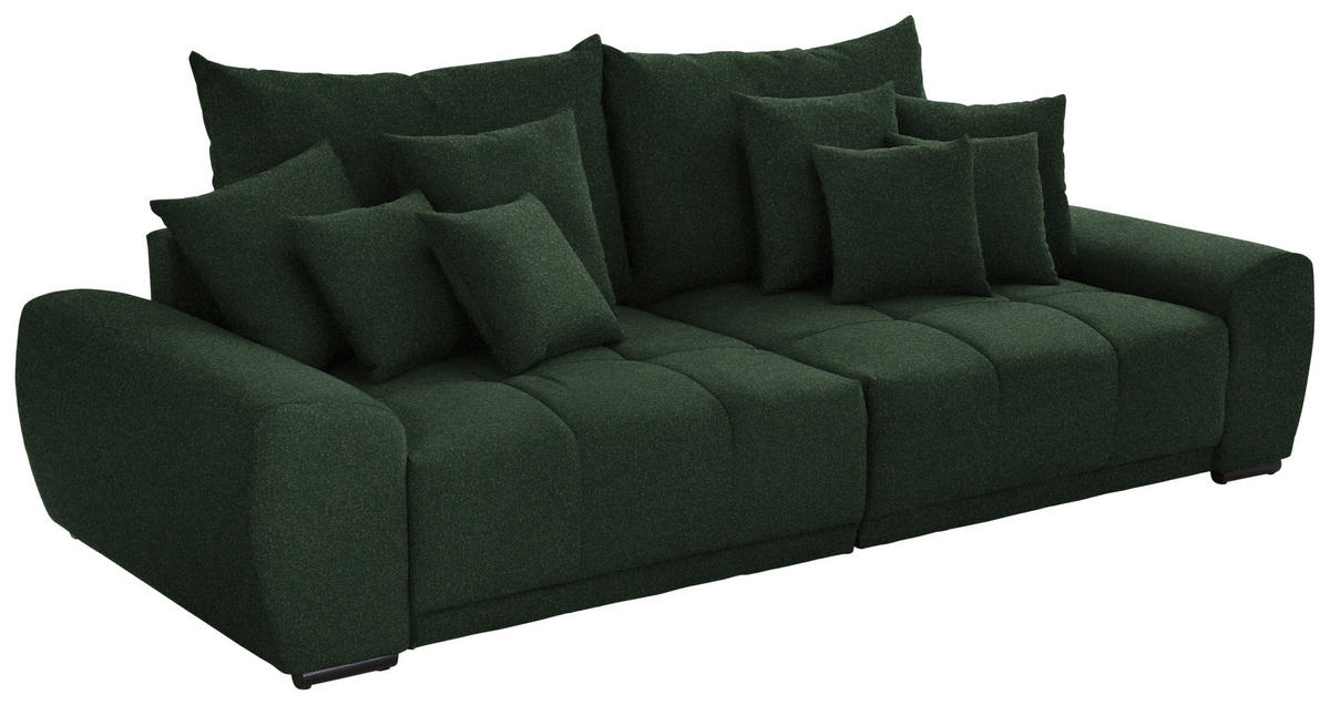 BIGSOFA in Samt Dunkelgrün  - Dunkelgrün/Schwarz, Konventionell, Holz/Textil (280/67/120cm) - Carryhome