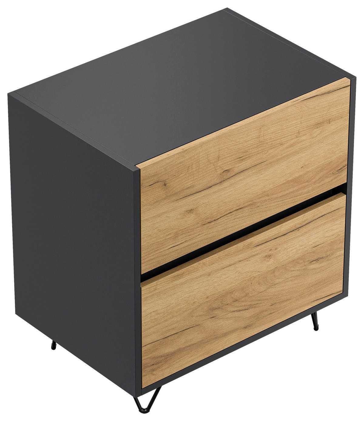 NACHTTISCH 61,2/65/42 cm  - Eichefarben/Graphitfarben, Basics, Holzwerkstoff/Metall (61,2/65/42cm) - MID.YOU