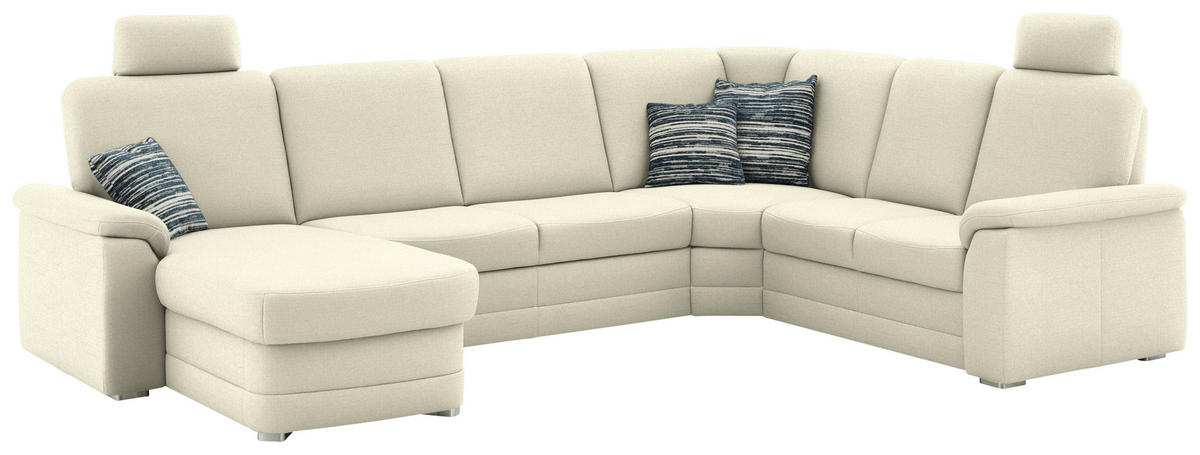 WOHNLANDSCHAFT  in Chenille Beige  - Beige/Alufarben, KONVENTIONELL, Holz/Textil (160/329/235cm) - Beldomo Comfort