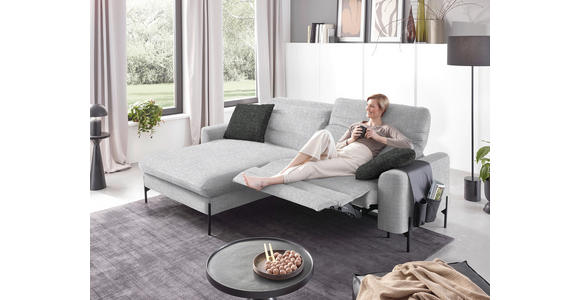 ECKSOFA in Flachgewebe Hellgrau 191/252 cm - Hellgrau/Schwarz, Design, Textil/Metall (191/252cm) - Dieter Knoll