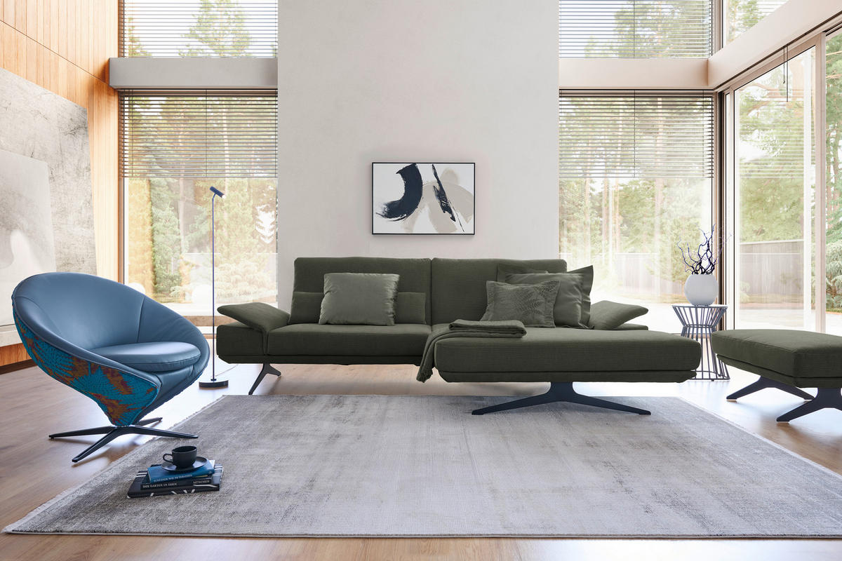 ECKSOFA  in Flachgewebe Grün  269/155 cm  - Schwarz/Grün, Design, Textil/Metall (269/155cm) - Koinor