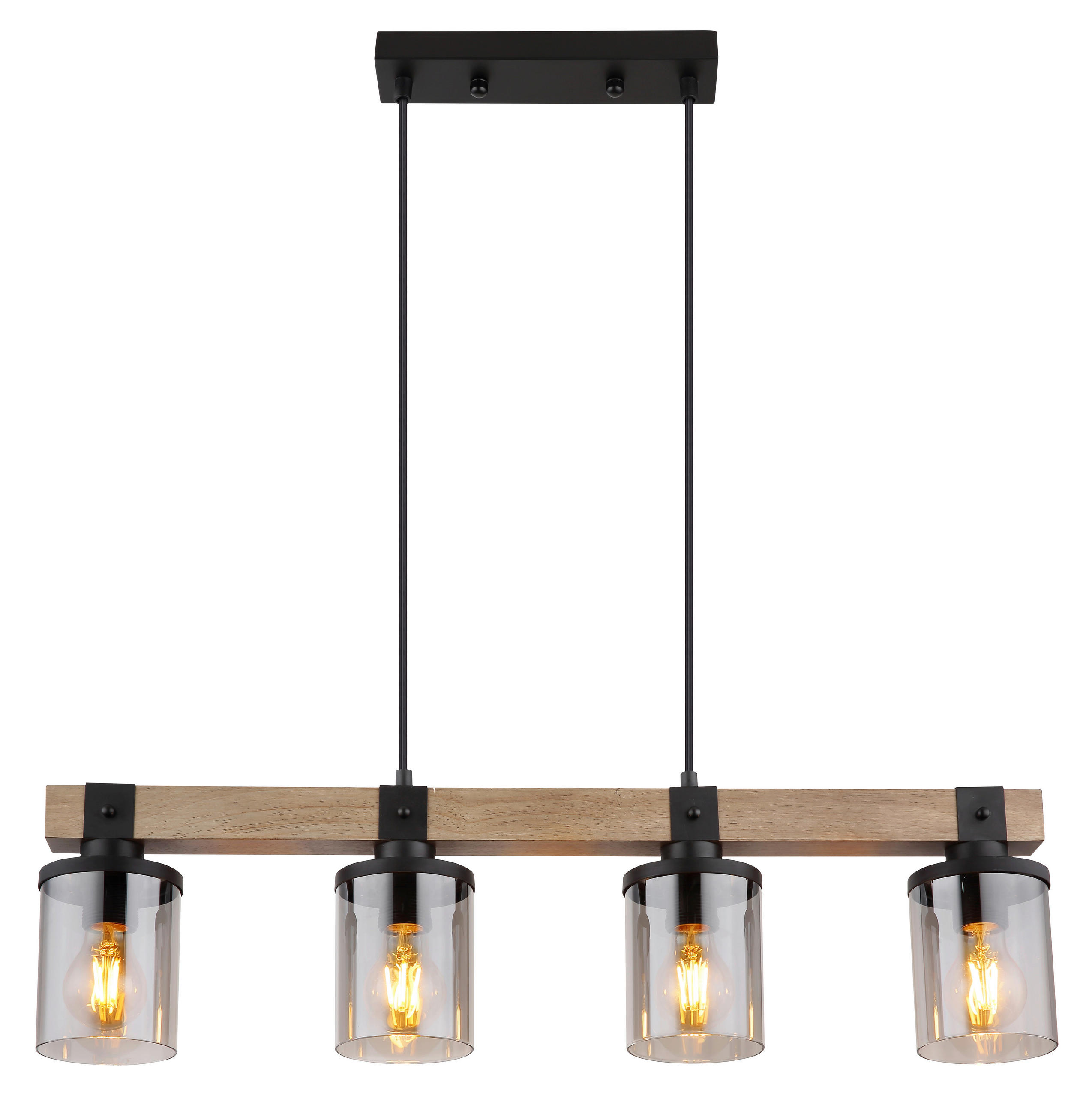 SUSPENSION 73/10/133 cm    - Dunkelbraun/Schwarz, Natur, Glas/Holz (73/10/133cm) - Globo