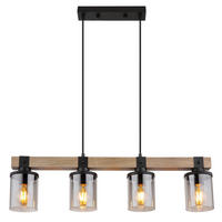 HÄNGELEUCHTE 73/10/133 cm    - Dunkelbraun/Schwarz, Natur, Glas/Holz (73/10/133cm) - Globo