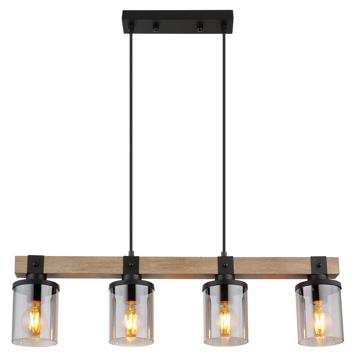 HÄNGELEUCHTE 73/10/133 cm    - Dunkelbraun/Schwarz, Natur, Glas/Holz (73/10/133cm) - Globo