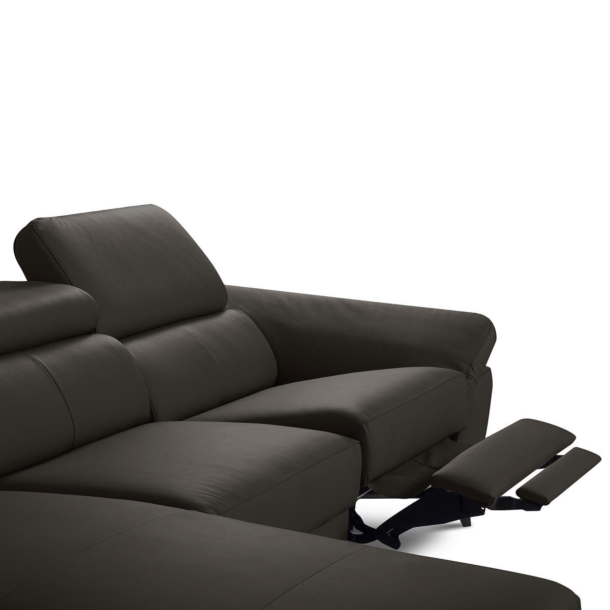 ECKSOFA  in Lederlook Echtleder Dunkelbraun  179/252 cm  - Chromfarben/Dunkelbraun, Design, Leder/Textil (179/252cm) - Livetastic