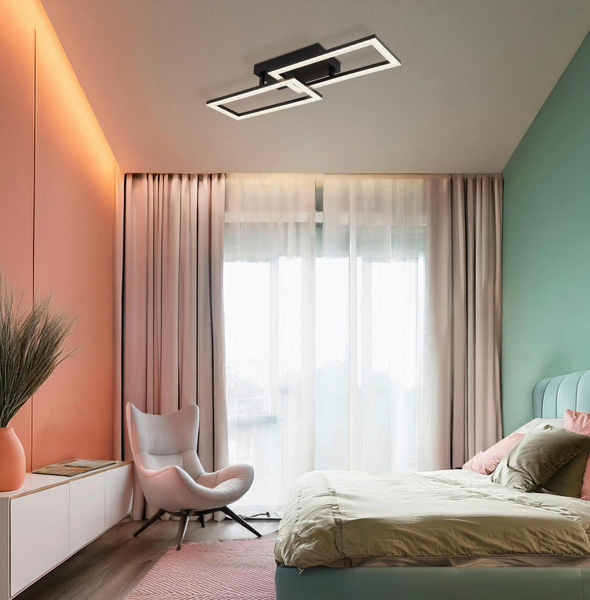 LED SVJETILJKA STROPNA SAPENA  - prozirno/crna, Design, metal/plastika (61,5/19,5/9,3cm)