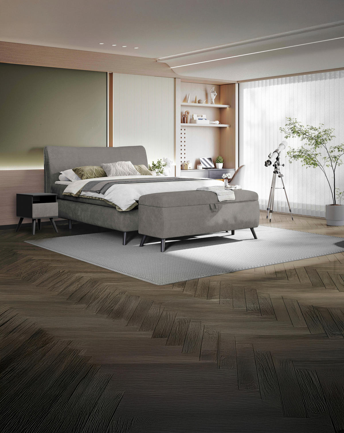 BOXSPRINGBETT 180/200 cm  in Grau  - Schwarz/Grau, Trend, Holz/Textil (180/200cm) - Esposa