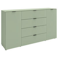 SIDEBOARD  160/94/40 cm 4 Schublade(n)  - Salbeigrün/Schwarz, Basics, Glas/Holzwerkstoff (160/94/40cm) - Novel
