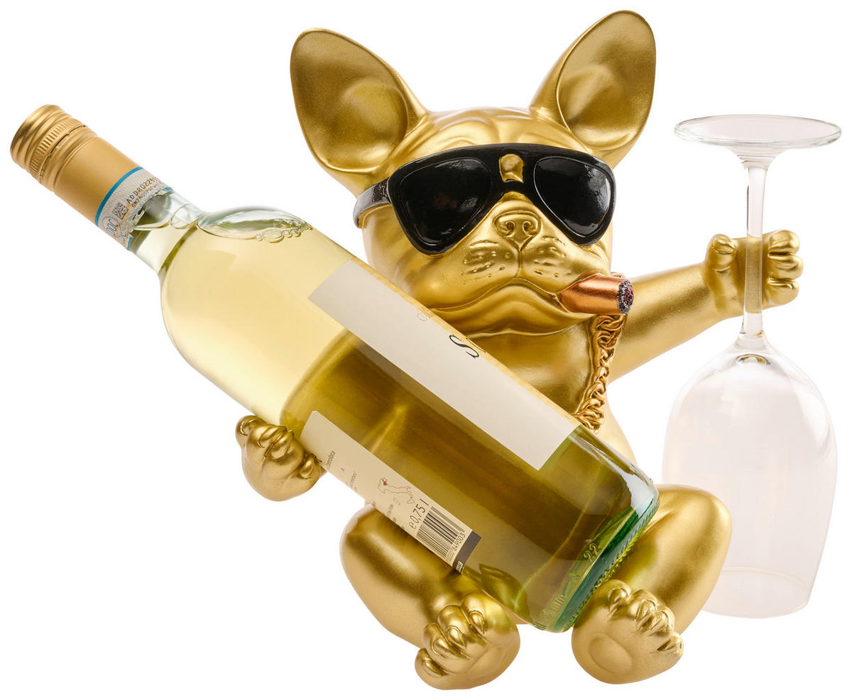 FLASCHENHALTER - Goldfarben/Schwarz, Trend, Kunststoff (24.5/19.5/25.5cm)