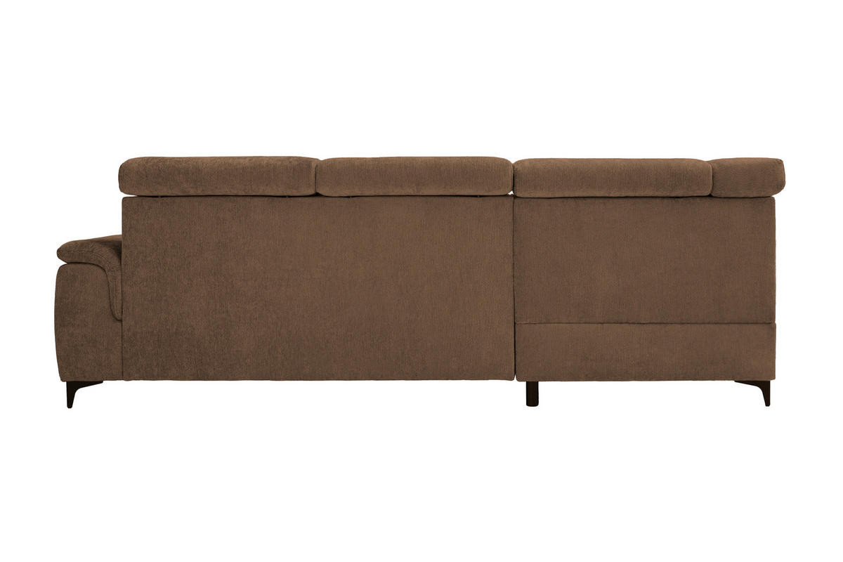 ECKSOFA Braun Chenille Bettkasten, Schlaffunktion, Rücken echt, Kopfteilverstellung, Liegefläche im Originalstoff  - Schwarz/Braun, KONVENTIONELL, Textil/Metall (206/265cm) - Carryhome