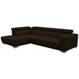 ECKSOFA  in Mikrofaser Dunkelbraun  207/301 cm  - Chromfarben/Dunkelbraun, Design, Textil/Metall (207/301cm) - Xora
