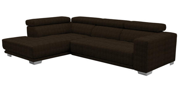 ECKSOFA  in Mikrofaser Dunkelbraun  207/301 cm  - Chromfarben/Dunkelbraun, Design, Textil/Metall (207/301cm) - Xora