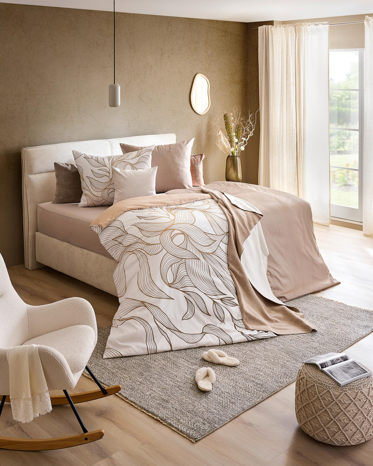 OBOJESTRANSKA POSTELJNINA CALM LIVING 140/200 cm saten bež  - bež, Konvencionalno, tekstil (140/200cm) - Esposa