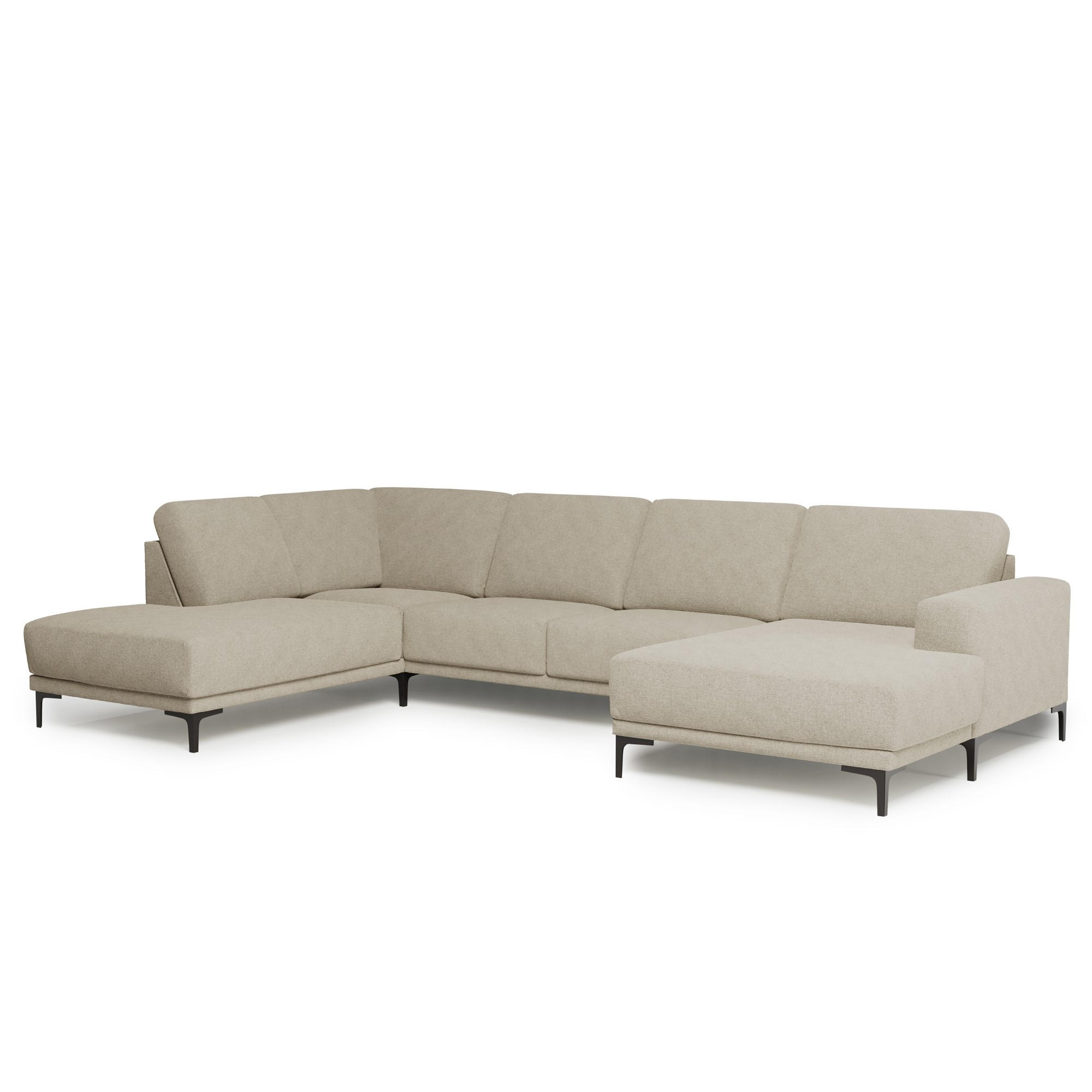 SOFFA i flatväv beige  - beige/svart, Klassisk, metall/trä (345/210cm) - Carryhome