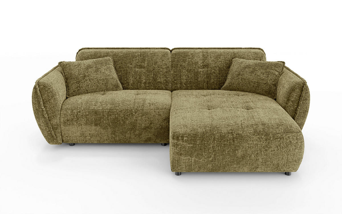 ECKSOFA Nelia Grün Chenille  - Schwarz/Grün, Design, Kunststoff/Textil (252/155cm) - P & B