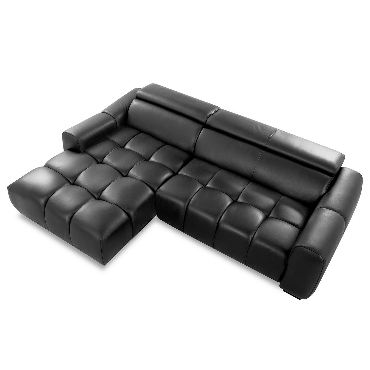 ECKSOFA AVEIRO Anthrazit Echtleder Bettkasten, Kopfteilverstellung, Sitzvorzug  - Anthrazit/Schwarz, Design, Leder/Kunststoff (177/274cm) - Livetastic