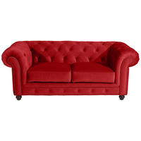 CHESTERFIELD-SOFA Orleans Rot Samt, Velours  - Rot/Nussbaumfarben, Design, Holz/Textil (196/77/100cm) - Max Winzer