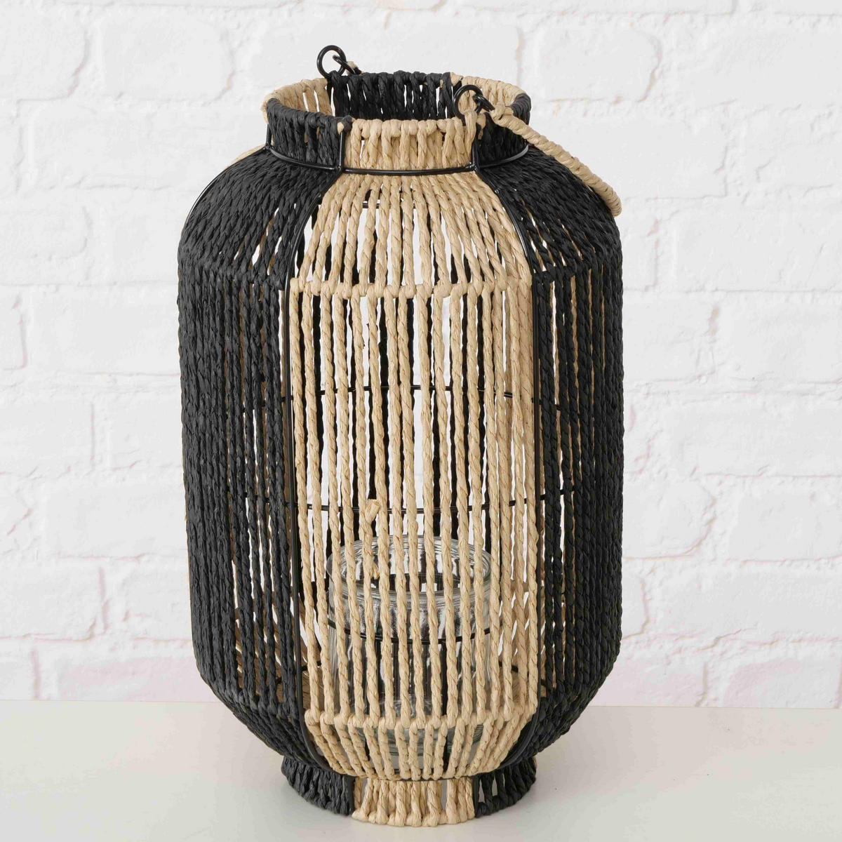 WINDLICHT Naturfarben, Schwarz 25/40 cm  - Schwarz/Naturfarben, Basics, Holz/Metall (25/40cm) - Boltze Home