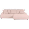ECKSOFA in Flachgewebe Rosa  286/195 cm  - Schwarz/Rosa, KONVENTIONELL, Kunststoff/Textil (286/195cm) - Carryhome