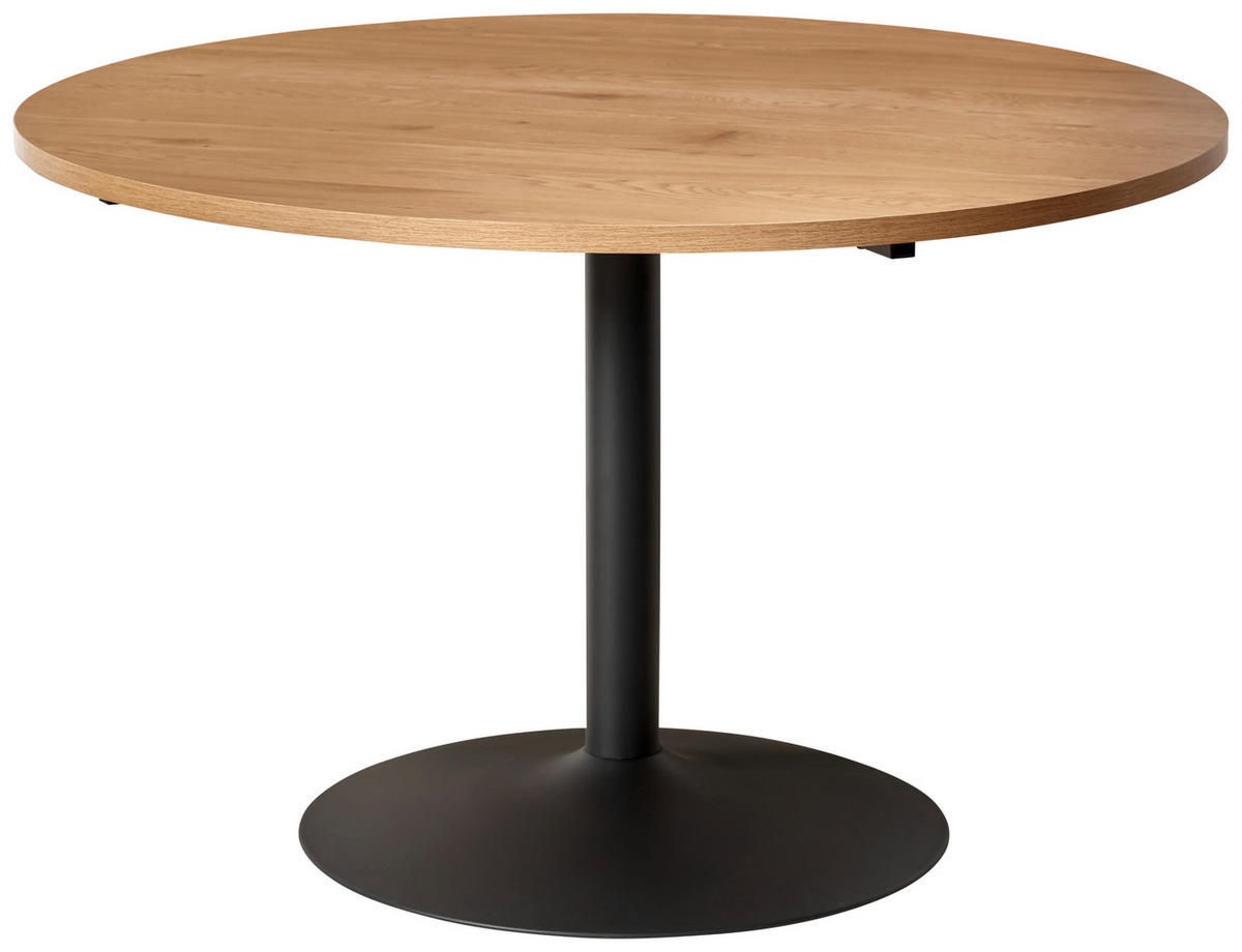 ÉTKEZŐASZTAL - fekete/tölgyfa, Lifestyle, faalapú anyag/fém (120/120/76cm) - MID.YOU