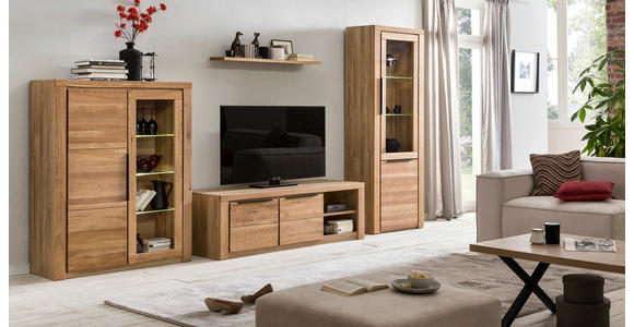 HIGHBOARD in 108/141/40 cm - Eichefarben/Schwarz, Natur, Glas/Holz (108/141/40cm) - Carryhome