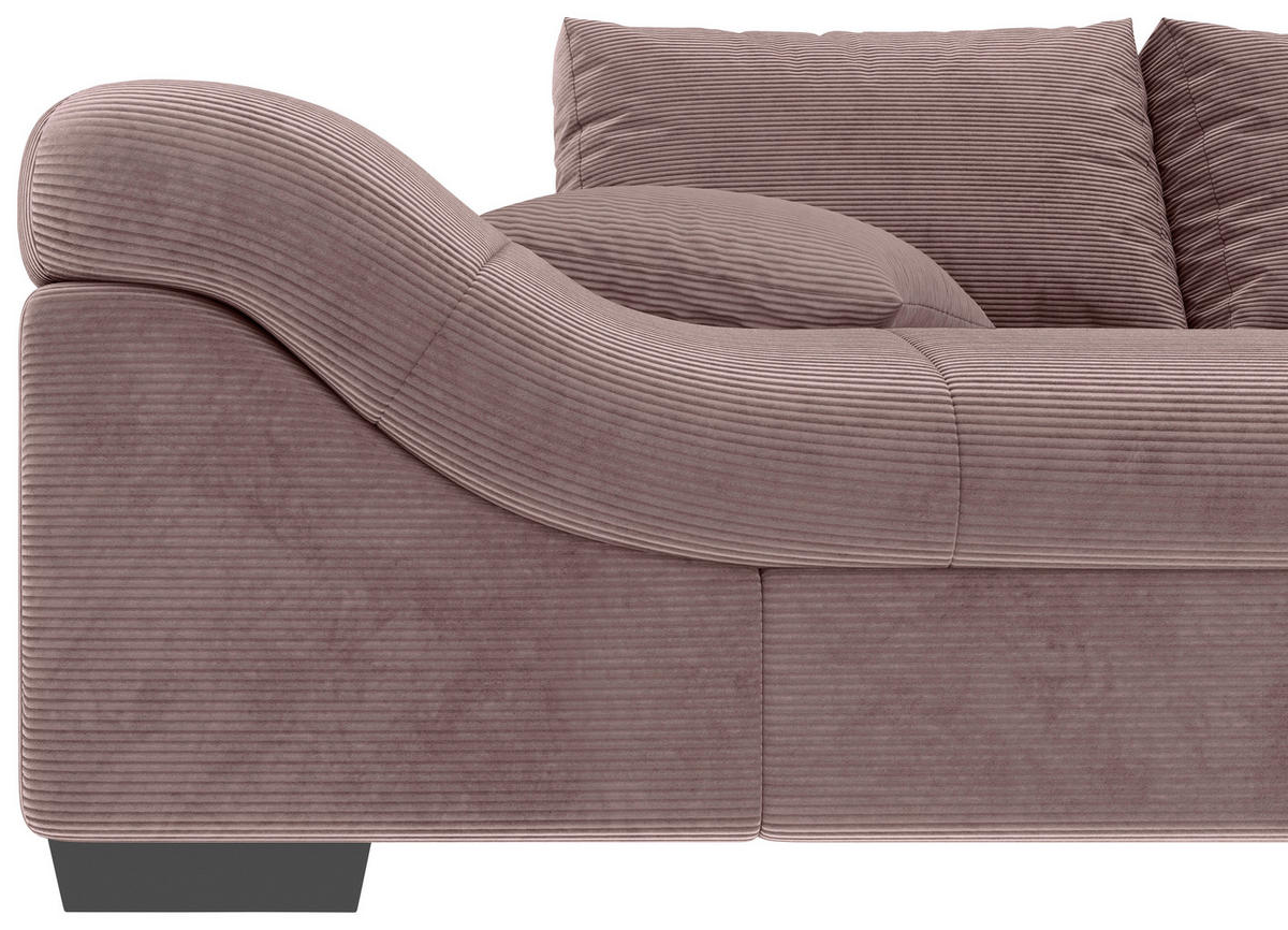 ECKSOFA in Cord Altrosa  - Schwarz/Altrosa, Konventionell, Holz/Textil (298/202cm) - MID.YOU