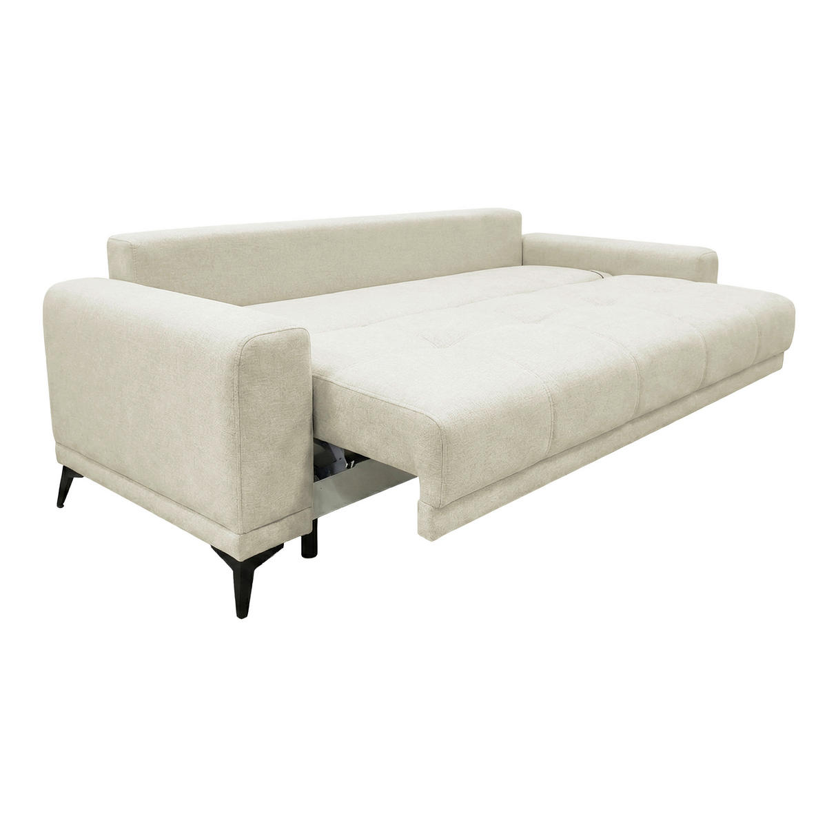 SCHLAFSOFA GRANDE in Chenille Beige  - Beige/Schwarz, Design, Textil/Metall (238/83/98cm) - MID.YOU