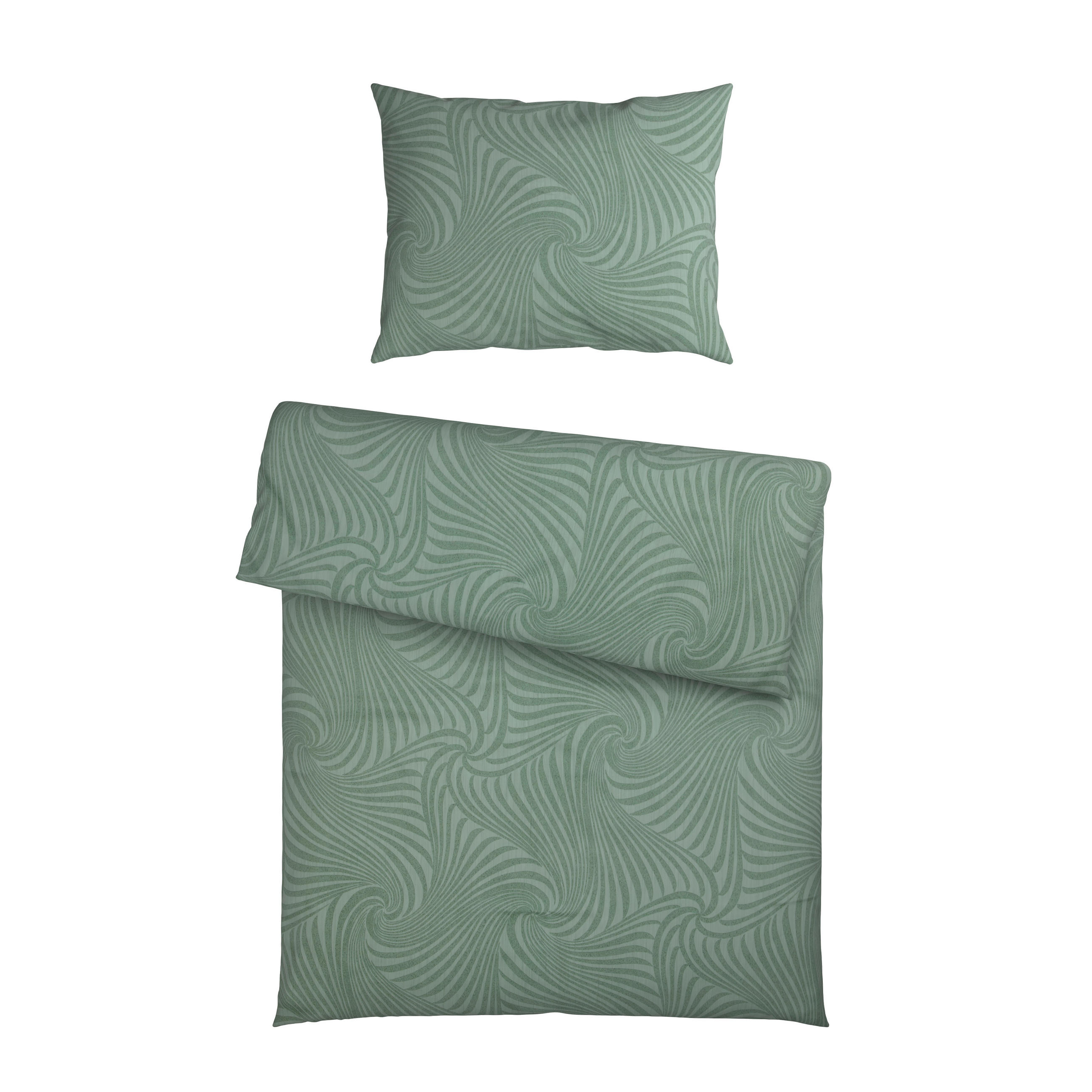 BETTWÄSCHE 3-teilig Makosatin 140/200 cm  - Salbeigrün/Hellgrün, Basics, Textil (140/200cm) - Fleuresse