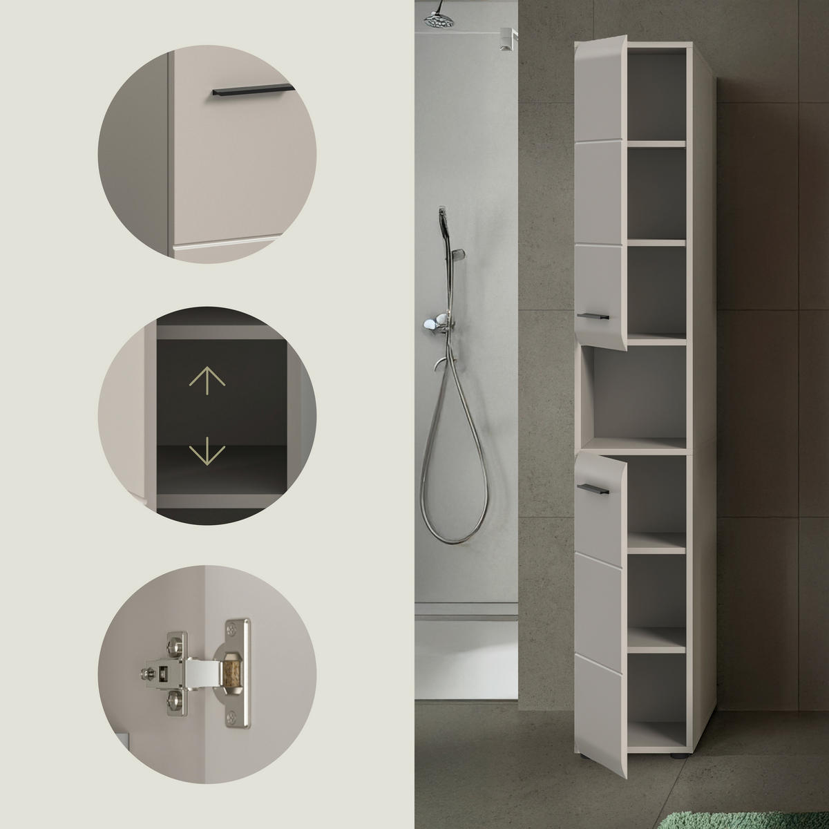 HÖGSKÅP  - svart/kashmir, Trend, trämaterial/plast (30/185/30cm) - MID.YOU