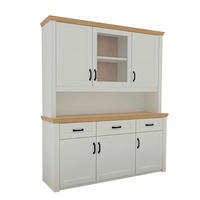 BUFFET 166/185/43 cm  in Weiß, Eichefarben  - Eichefarben/Messingfarben, LIFESTYLE, Glas/Holz (166/185/43cm) - Landscape