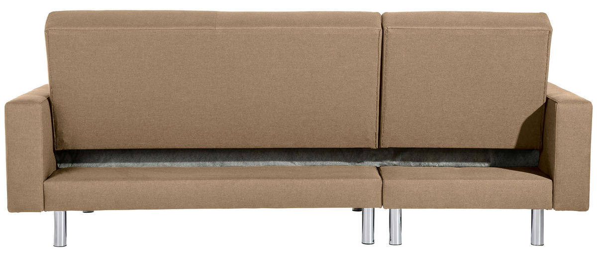 ECKSCHLAFSOFA inkl. Hocker in Sandfarben Textil   - Sandfarben/Chromfarben, Konventionell, Textil/Metall (152/230cm) - Max Winzer