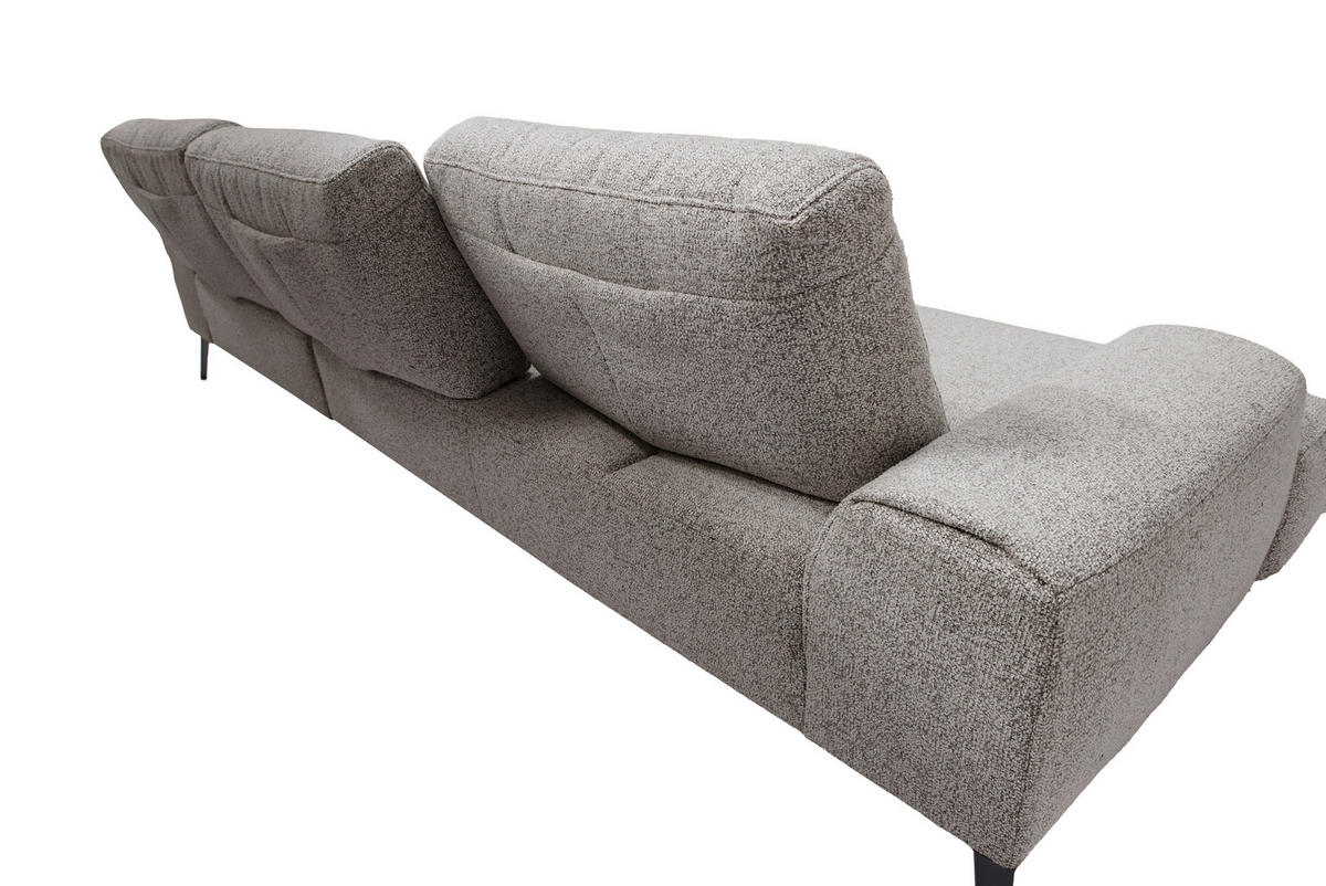 ECKSOFA in Flachgewebe Graubraun  - Graubraun/Schwarz, Design, Textil/Metall (305/178cm) - Livetastic