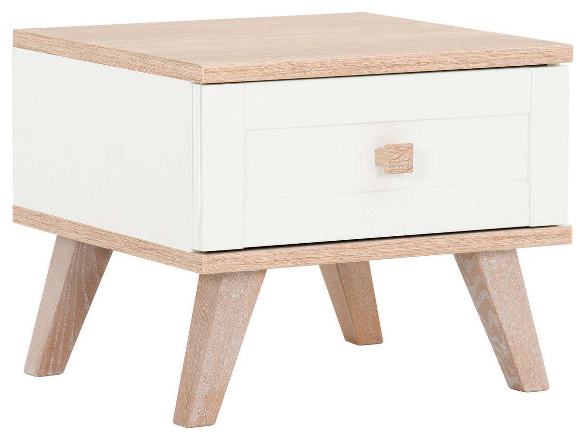NACHTTISCH 42/38/41 cm  in Weiss, Eichefarben  - Weiss/Eichefarben, Design, Holzwerkstoff (42/38/41cm) - Livetastic