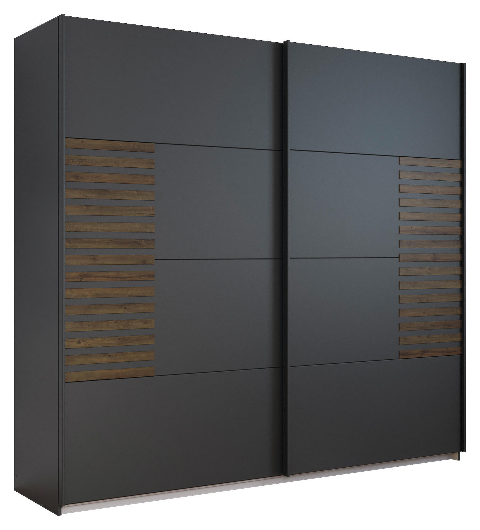 Rauch Möbel Schwebetürenschrank Dunkelgrau, Eiche dunkel 226x210x62 cm