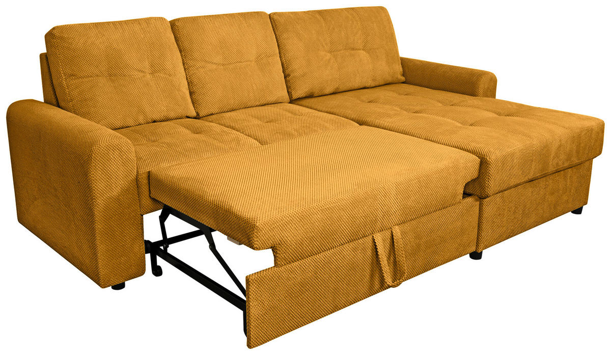 ECKSOFA Currygelb Chenille  - Currygelb/Schwarz, KONVENTIONELL, Kunststoff/Textil (232/153cm) - Carryhome