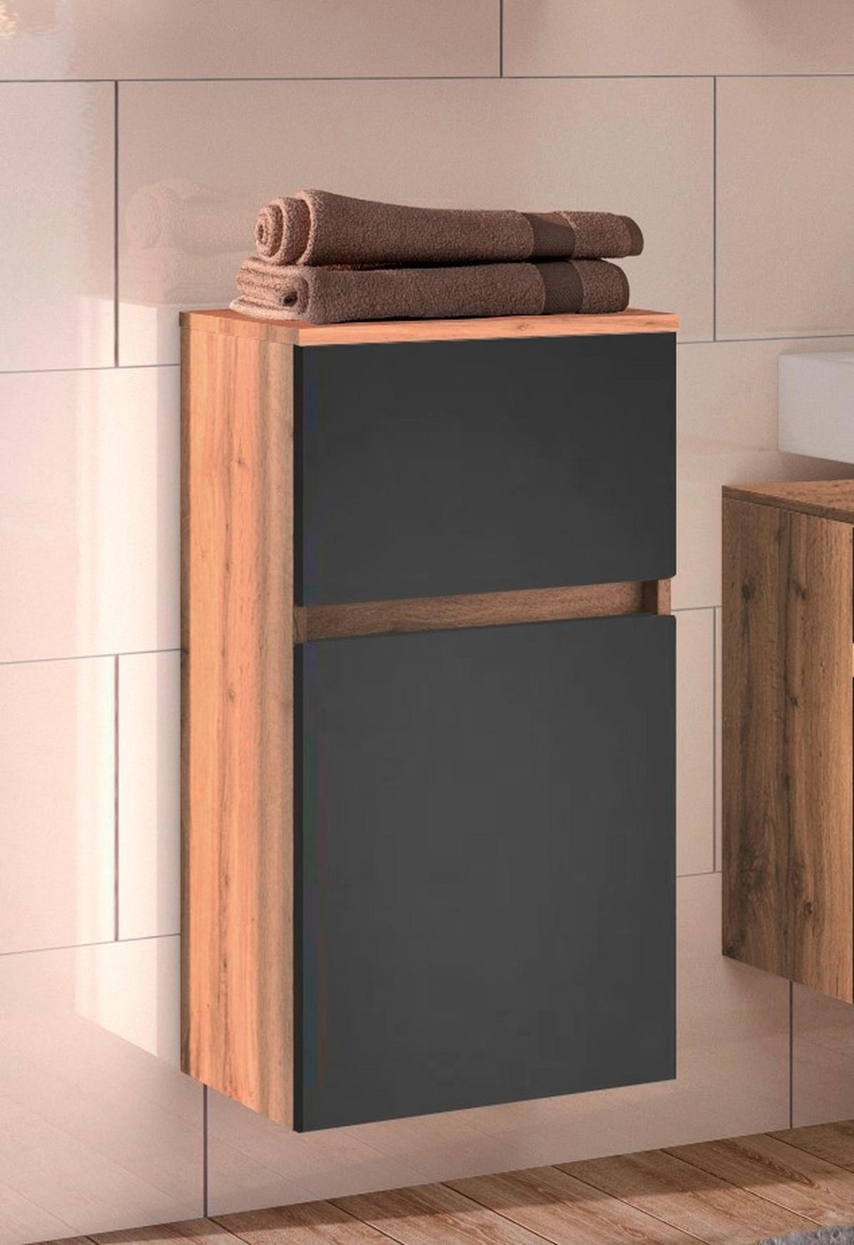 UNTERSCHRANK 40/79/35 cm   - Eiche Wotan/Silberfarben, Design, Holzwerkstoff/Kunststoff (40/79/35cm) - Held