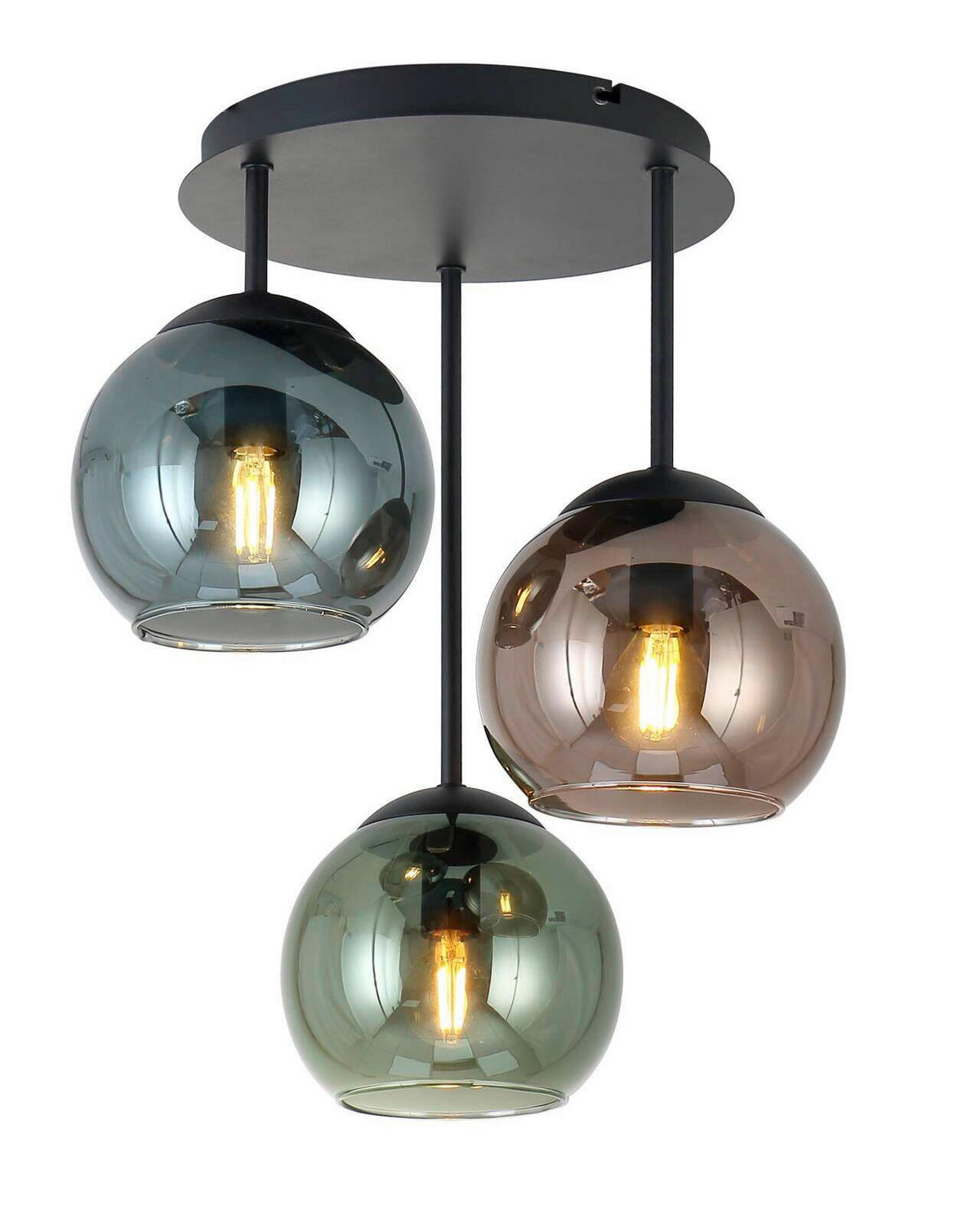 HÄNGELEUCHTE 34,5/40,5 cm    - Blau/Rot, Trend, Glas/Metall (34,5/40,5cm) - Novel