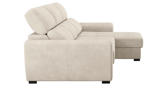 ECKSOFA Naturfarben Mikrofaser - Schwarz/Naturfarben, KONVENTIONELL, Kunststoff/Textil (285/177cm) - Carryhome