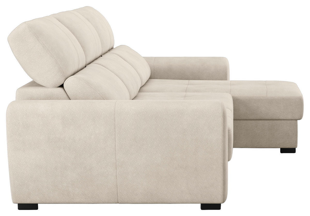 ECKSOFA in Mikrofaser Naturfarben  - Schwarz/Naturfarben, Konventionell, Kunststoff/Textil (285/177cm) - MID.YOU