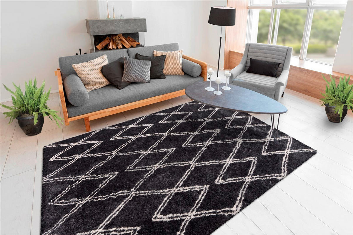 HOCHFLORTEPPICH 120/170 cm Orlando 325 Anthrazit Anthrazit  - Anthrazit, KONVENTIONELL, Textil (120/170cm)
