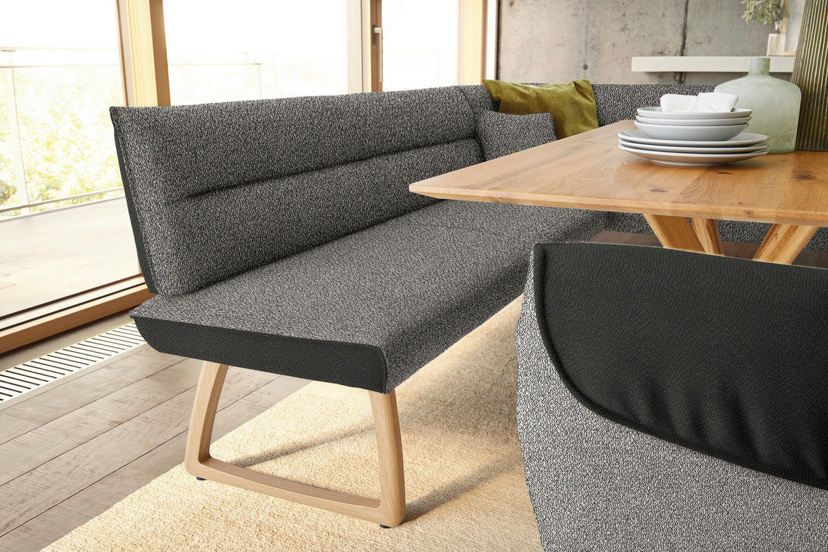 ECKBANK in Textil Anthrazit, Grau  - Eichefarben/Anthrazit, Design, Holz/Textil (162/237cm) - Koinor