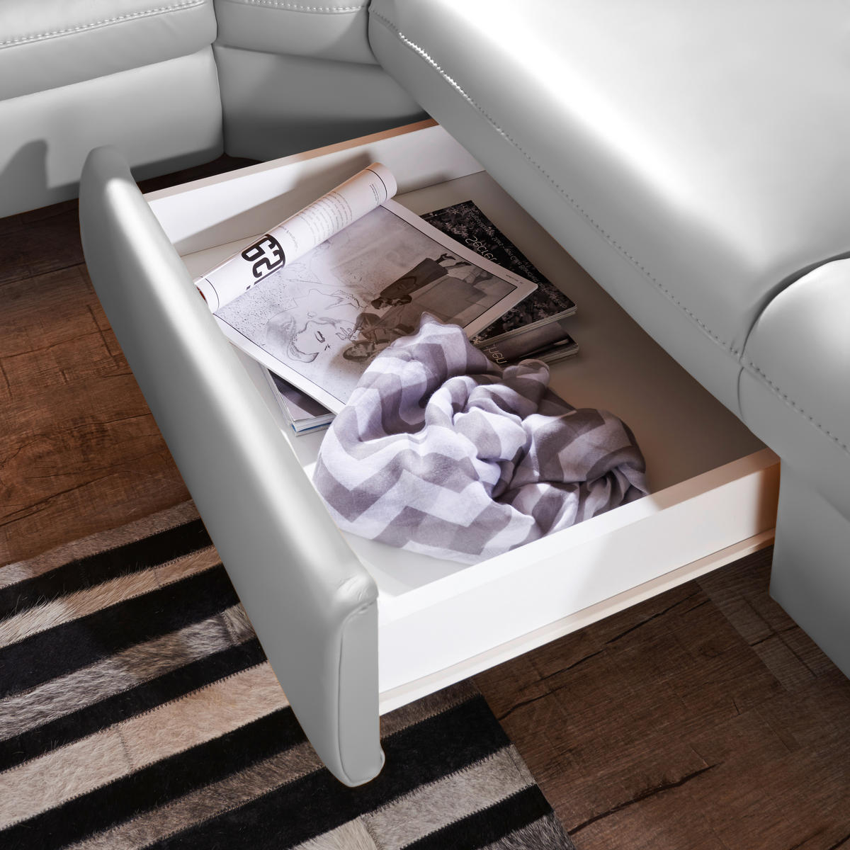 ECKSOFA in Echtleder Grau  - Alufarben/Grau, Design, Leder/Metall (271/239cm) - Cantus
